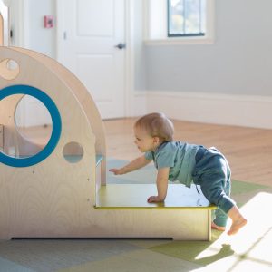 “Baby-friendly mini slide with padded edges.”
