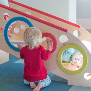 Baby activity gym encouraging crawling and balance.