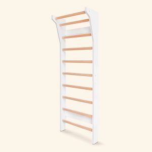 Strong wooden wall bars mounted in a UAE home gym