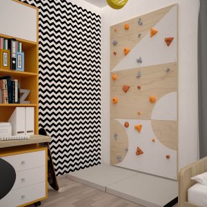 Large ten-panel indoor climbing wall in a villa.